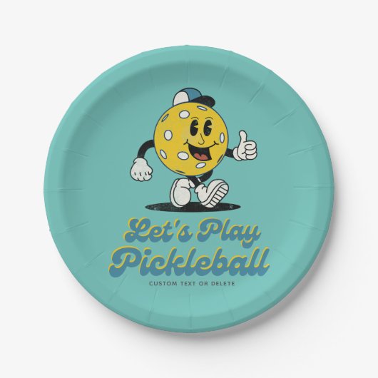 Pickleball Party Funny Pickleball Cartoon Mascot Pappteller (Vorderseite)