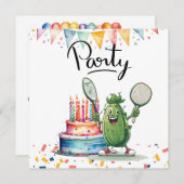 Pickleball Party Geburtstag Einladung (Vorne/Hinten)