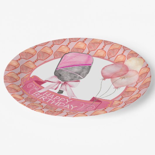 Pickleball Party Geburtstag Pappteller (Schrägansicht)