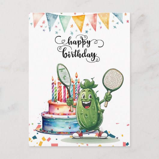 Pickleball Party Geburtstag Postkarte (Vorderseite)