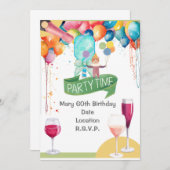 Pickleball-Party Geburtstagsaquarell Einladung (Vorne/Hinten)