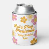 Pickleball Party Groovy Retro Rosa Orange Blume Dosenkühler (Kanne Vorderseite)
