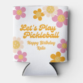 Pickleball Party Groovy Retro Rosa Orange Blume Dosenkühler (Vorderseite)