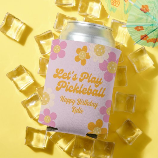 Pickleball Party Groovy Retro Rosa Orange Blume Dosenkühler (In Situ Sommer)