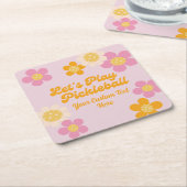 Pickleball Party Groovy Retro Rosa Orange Blume Rechteckiger Pappuntersetzer (angewinkelt)