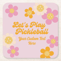 Pickleball Party Groovy Retro Rosa Orange Blume