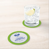 Pickleball Party Paddles Blue Green Custom Runder Pappuntersetzer (Vor Ort)