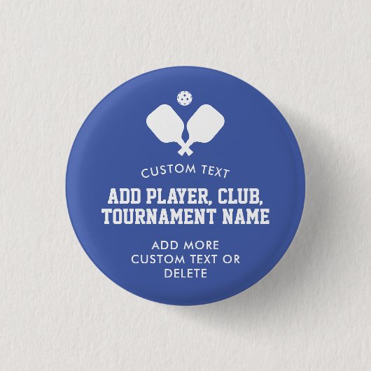 Pickleball Party Paddles Blue White Custom Button (Vorderseite)