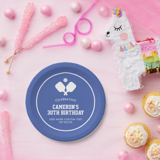 Pickleball Party Paddles Blue White Custom Pappteller (Party)