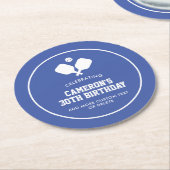 Pickleball Party Paddles Blue White Custom Runder Pappuntersetzer (Angewinkelt)