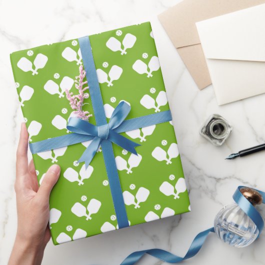 Pickleball Party Paddles Green White Ball Geschenk Geschenkpapier (Schenken)