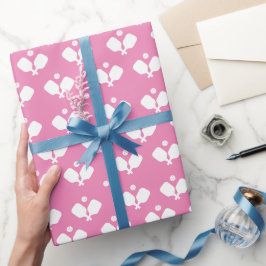 Pickleball Party Paddles Pink White Ball Geschenk Geschenkpapier