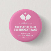 Pickleball Party Paddles Pink White Custom Button (Vorderseite)