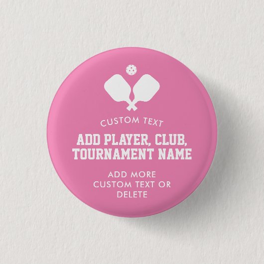 Pickleball Party Paddles Pink White Custom Button (Vorderseite)