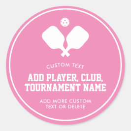 Pickleball Party Paddles Pink White Custom Runder Aufkleber
