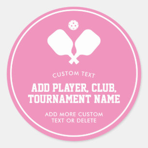 Pickleball Party Paddles Pink White Custom Runder Aufkleber