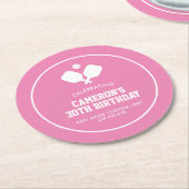 Pickleball Party Paddles Pink White Custom Runder Pappuntersetzer (Angewinkelt)