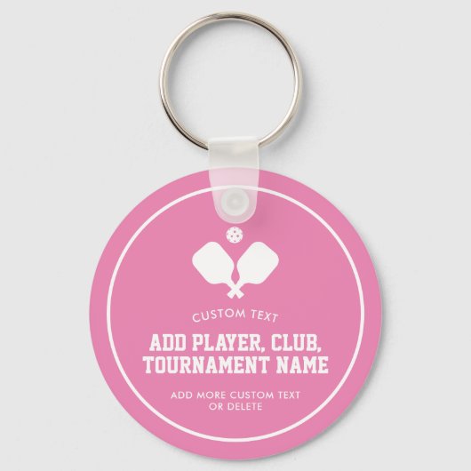 Pickleball Party Paddles Pink White Custom Schlüsselanhänger (Vorderseite)