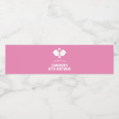 Pickleball Party Paddles Pink White Custom Wasserflaschenetikett (Einzelnes Label)