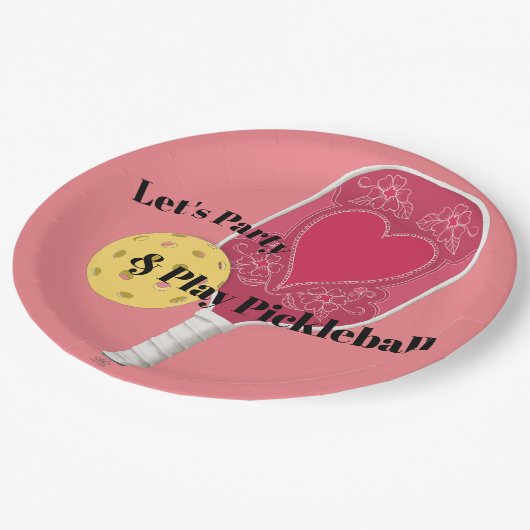 Pickleball Party Paper Teller (Schrägansicht)