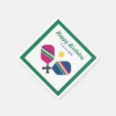 Pickleball Party Personalisiert Name Green Napkins Serviette (Ecke)