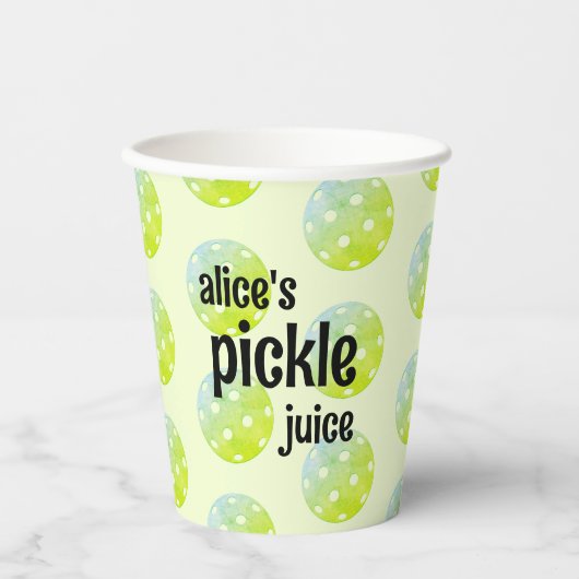 Pickleball Party Pickle Juckle Custom Green Pappbecher (Vorderseite)