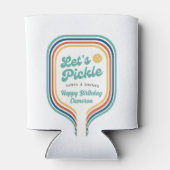 Pickleball-Party Pickle Retro-Regenbogenstreifen Dosenkühler (Rückseite)