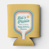 Pickleball-Party Pickle Retro-Regenbogenstreifen Dosenkühler (Rückseite)