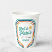 Pickleball-Party Pickle Retro-Regenbogenstreifen Pappbecher (Vorderseite)