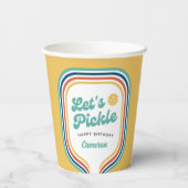 Pickleball-Party Pickle Retro-Regenbogenstreifen Pappbecher (Rückseite)