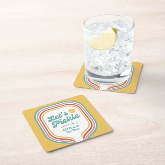 Pickleball-Party Pickle Retro-Regenbogenstreifen Rechteckiger Pappuntersetzer (Vor Ort)