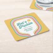 Pickleball-Party Pickle Retro-Regenbogenstreifen Rechteckiger Pappuntersetzer (angewinkelt)