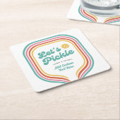 Pickleball-Party Pickle Retro-Regenbogenstreifen Rechteckiger Pappuntersetzer (angewinkelt)