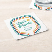 Pickleball-Party Pickle Retro-Regenbogenstreifen Rechteckiger Pappuntersetzer (angewinkelt)