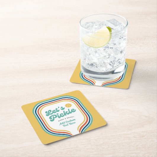 Pickleball-Party Pickle Retro-Regenbogenstreifen Rechteckiger Pappuntersetzer (Vor Ort)
