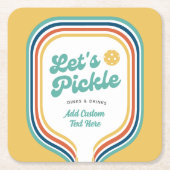 Pickleball-Party Pickle Retro-Regenbogenstreifen Rechteckiger Pappuntersetzer (Vorderseite)