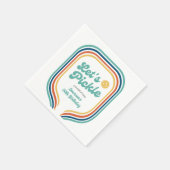 Pickleball-Party Pickle Retro-Regenbogenstreifen Serviette (Ecke)