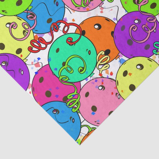 Pickleball Party Pickleball Ballons auf Weiß Seidenpapier (Detail)