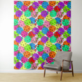 Pickleball Party Pickleball Ballons auf Weiß Wandteppich (Beispiel)