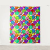 Pickleball Party Pickleball Ballons auf Weiß Wandteppich (Vorderseite)