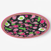 Pickleball Party Pink Cosmo Cocktails Green Limes Pappteller (Schrägansicht)