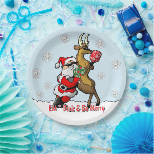 Pickleball-Party Santa Rentier Schneeflocken Pappteller