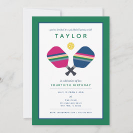 Pickleball Party Sports Blue Green Einladung