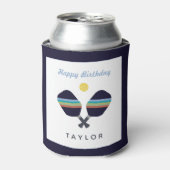 Pickleball Party Sports Dark Blue Strip Paddles Dosenkühler (Kanne Vorderseite)