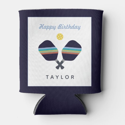 Pickleball Party Sports Dark Blue Strip Paddles Dosenkühler (Vorderseite)