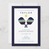 Pickleball Party Sports Dark Blue Strip Paddles Einladung (Vorderseite)