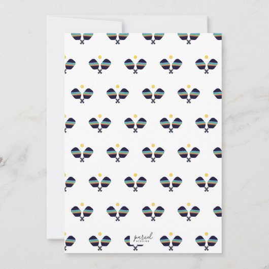 Pickleball Party Sports Dark Blue Strip Paddles Einladung (Rückseite)