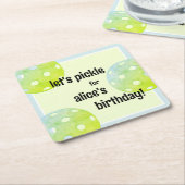 Pickleball Party Sports Green Custom Rechteckiger Pappuntersetzer (angewinkelt)