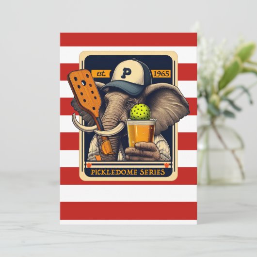 Pickleball Party Turnier Einladungen Elephant (Stehend Vorderseite)