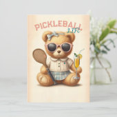 Pickleball Party Turnier Einladungen Teddy Bear (Stehend Vorderseite)